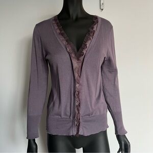 ⚪️🪽VTG JCREW/ SILK COTTON WOOL PURPLE SOFT KNIT CARDIGAN